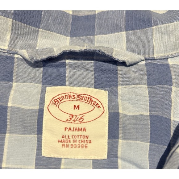 Brooks Brothers Men's Pajama Set Medium Long Sleeves Pants Blue Check Old Money - Picture 2 of 11